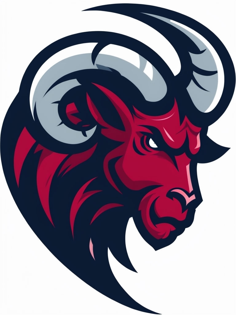 Dynamic Crimson Ram Head Logo Design T-shirt