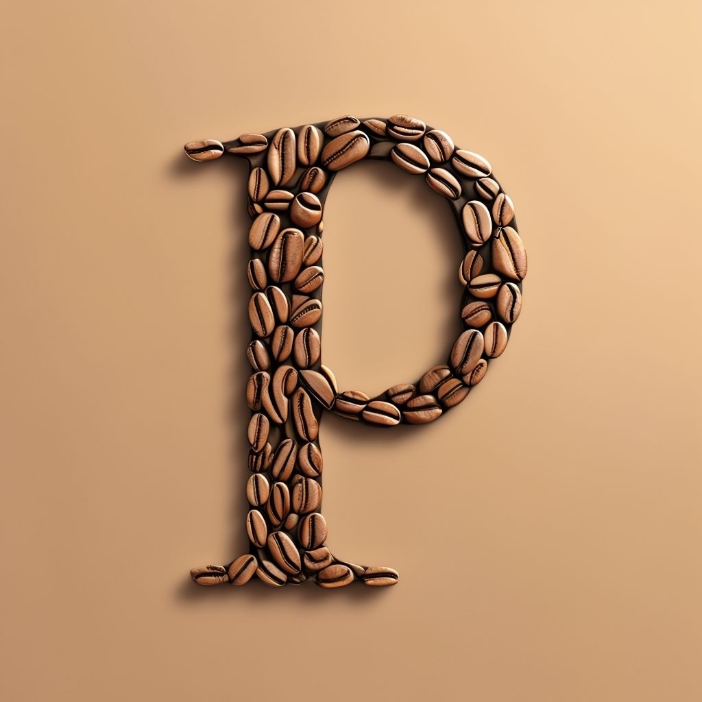 Artistic Coffee Bean Letter P Monogram Design