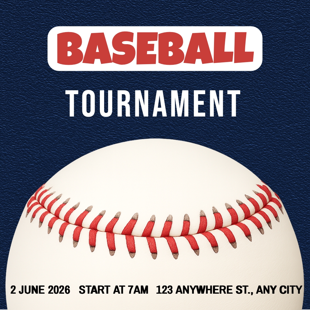 Modern Baseball Tournament Promotional Poster Design Instagram Post