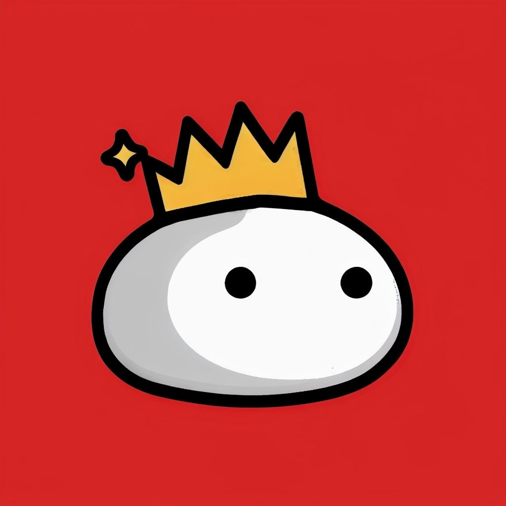 Cartoon Character with Crown on Vibrant Red Background T-shirt