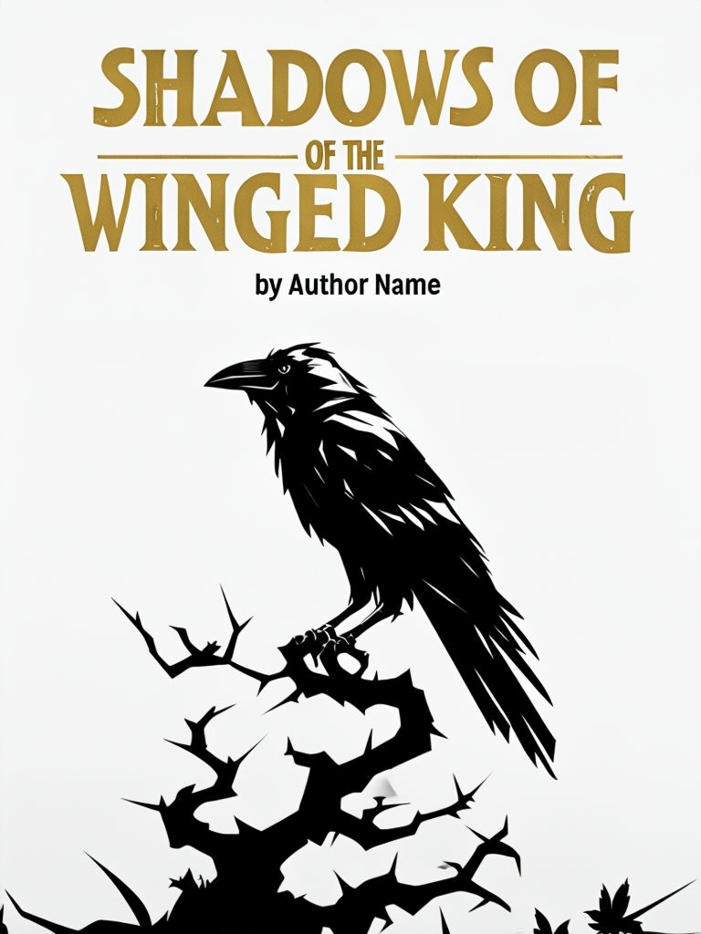 Shadows of the Winged King Minimalist Crow Illustration EBook Cover