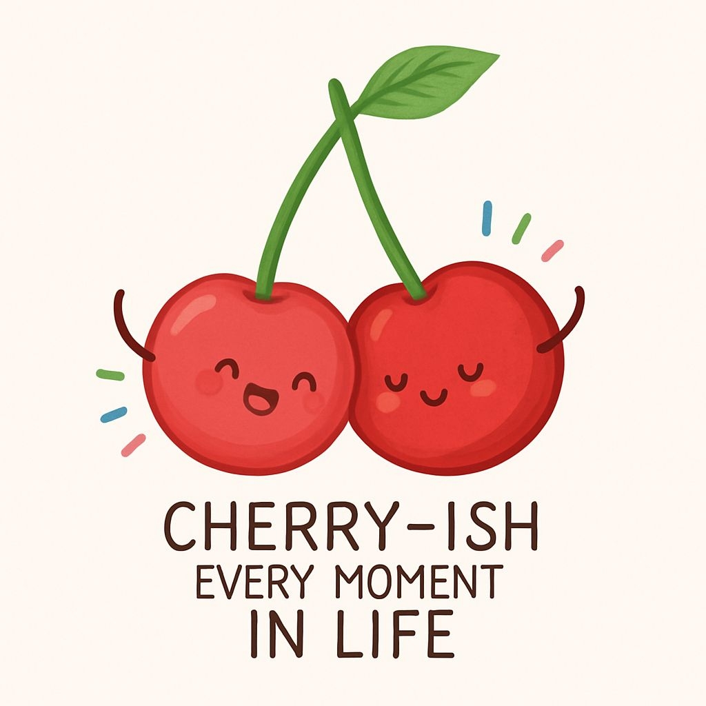 Cheerful Cartoon Red Cherries with Playful Faces Sticker