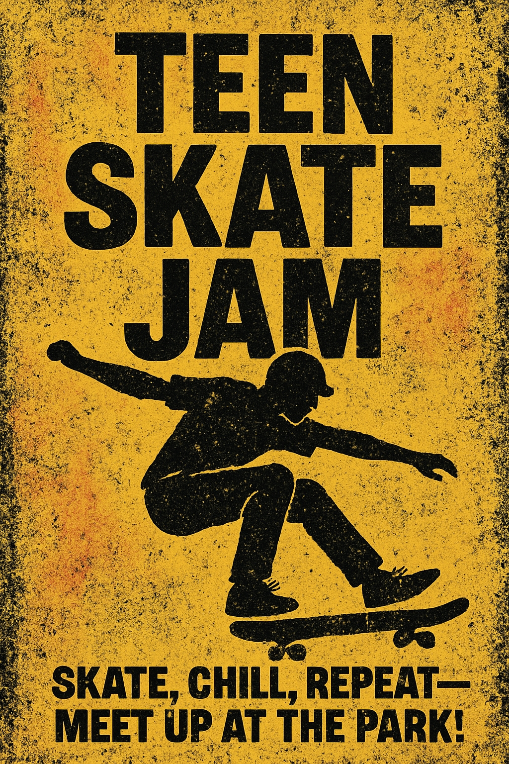 Energetic Teen Skate Jam Vintage Event Poster for Cards & Invites