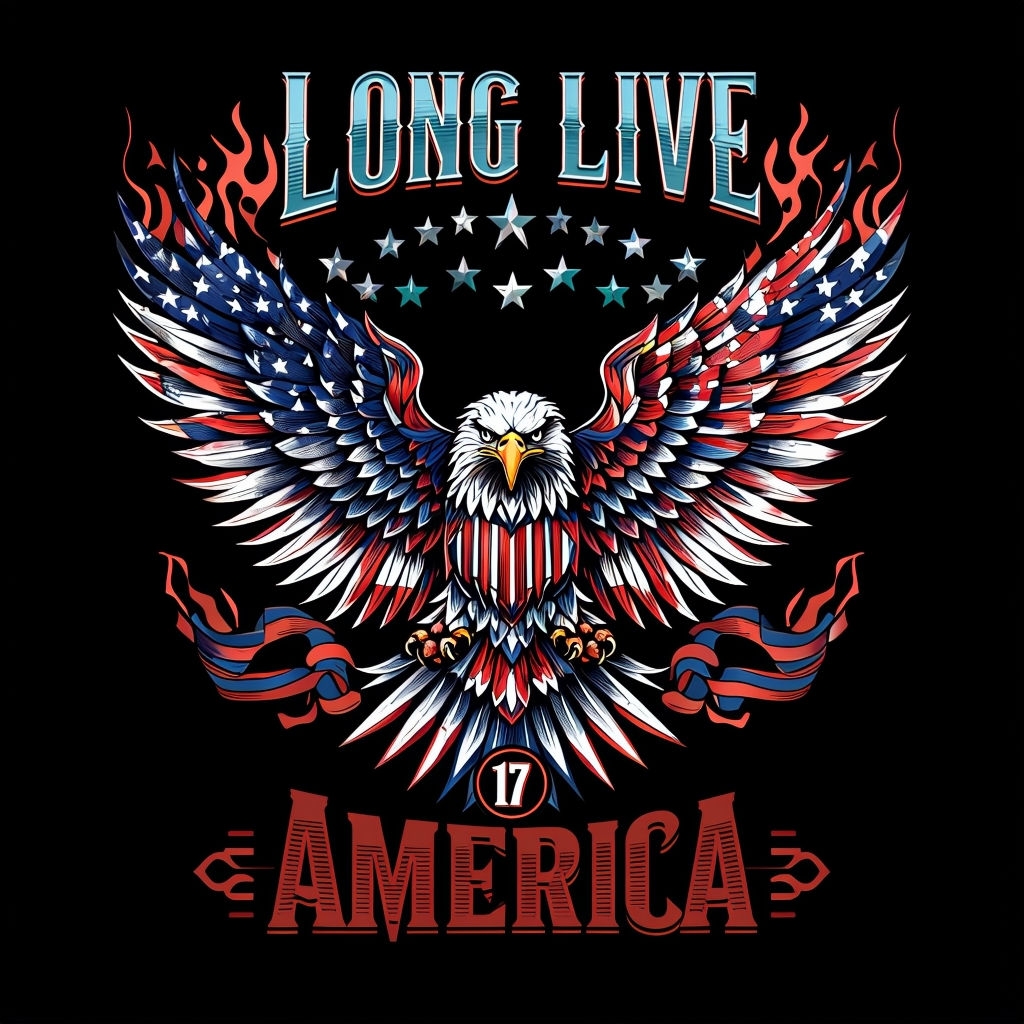 Patriotic Bald Eagle with American Flag Colors T-Shirt
