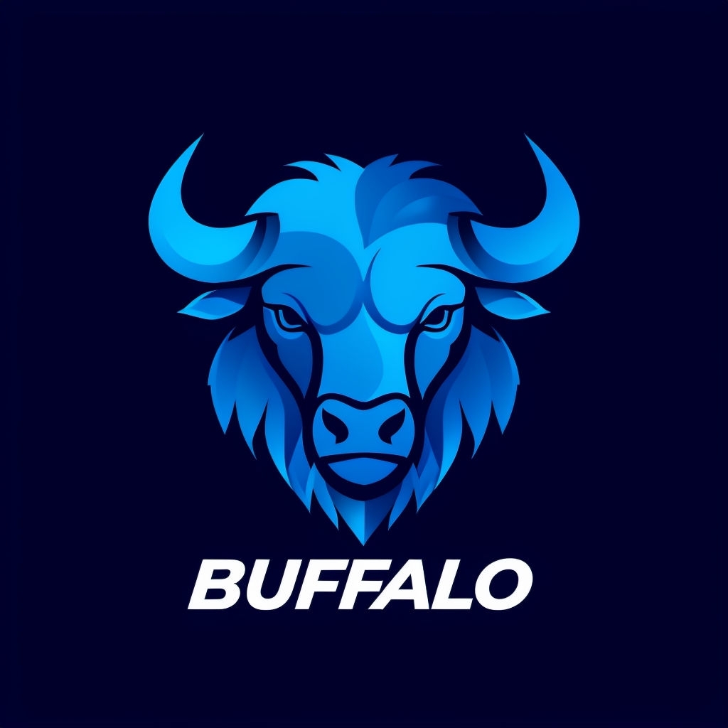 Modern Buffalo Head Logo Design in Shades of Blue