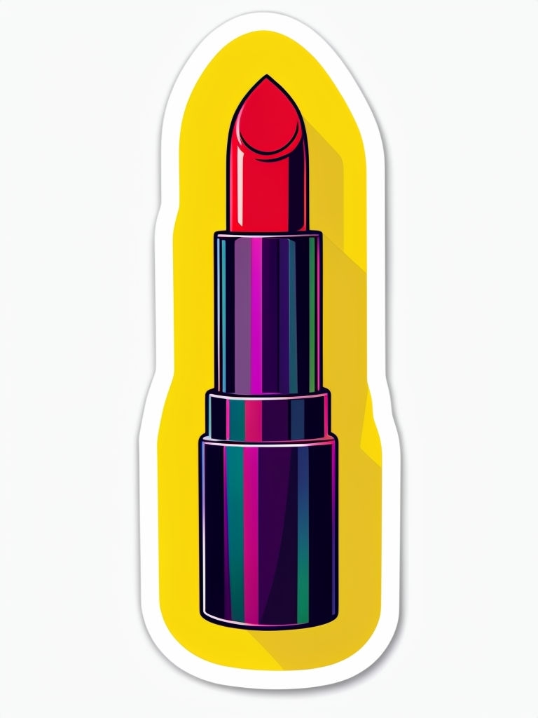 Vibrant Pop Art Lipstick Tube Die-Cut Sticker Design