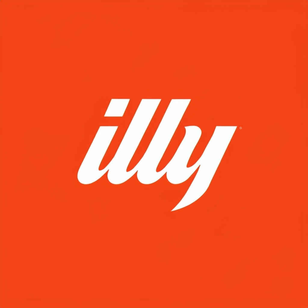Minimalist Bold Illy Logo on Vibrant Sunset Orange Background Logo