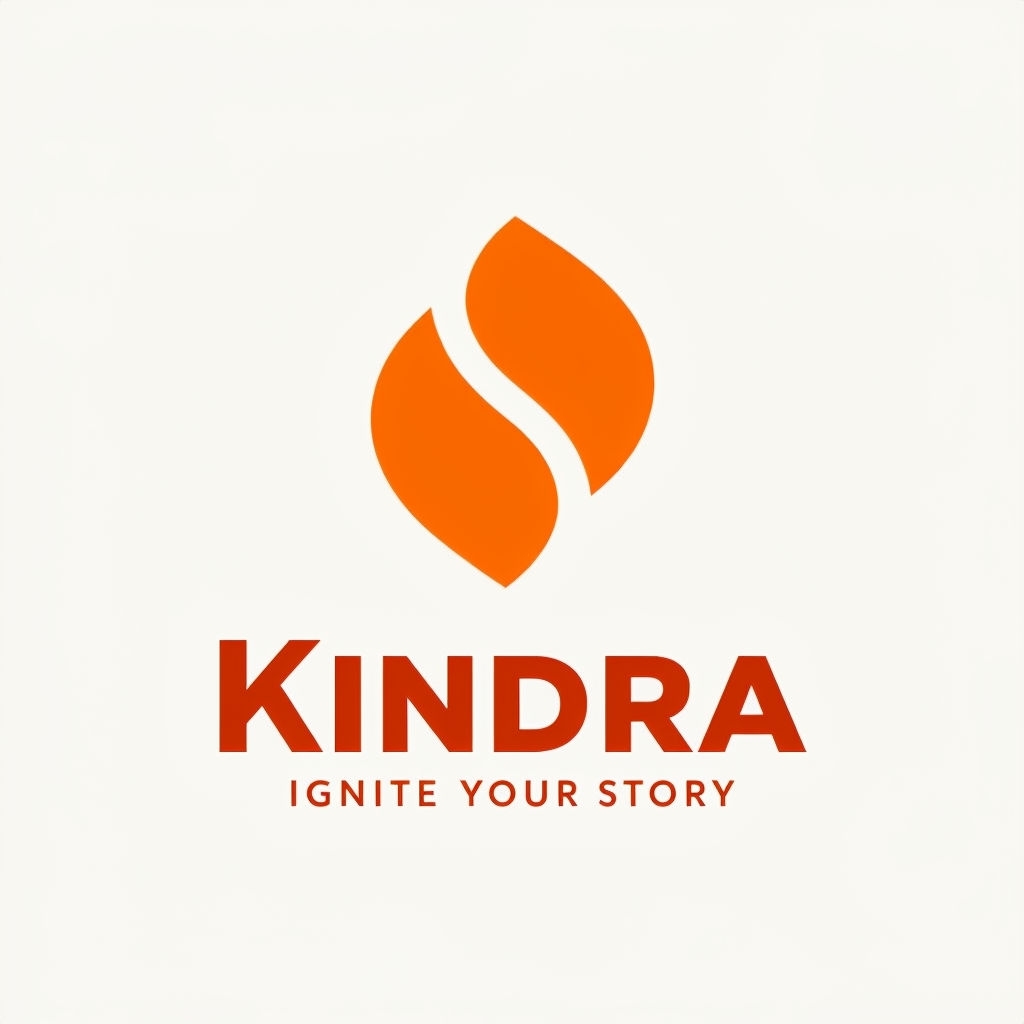 Minimalist Kindra Logo with Stylized Flame Icon Design Logo