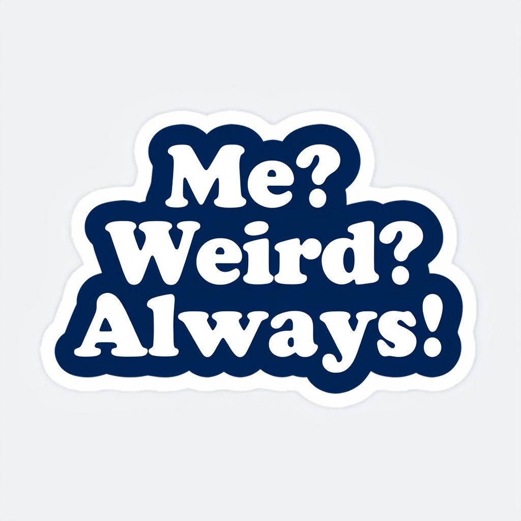 Playful 'Me? Weird? Always!' Humorous Sticker Design