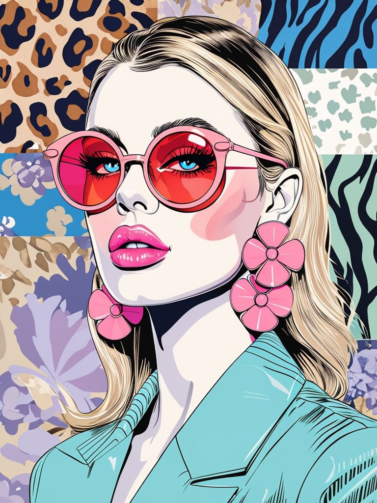 Chic Fashionable Woman with Bold Accessories Art