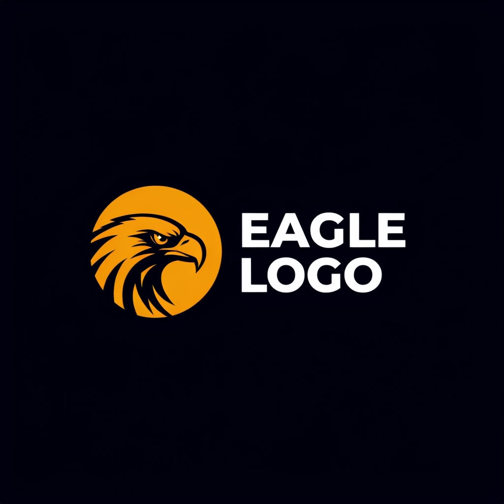 Stylized Eagle Head Minimalist Logo Design on Black Background Logo