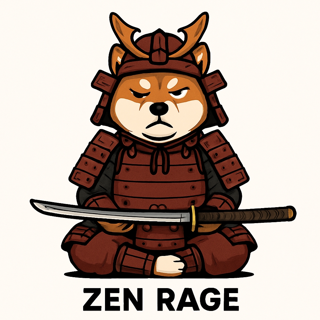 Samurai Shiba Inu Cartoon Illustration with ZEN RAGE Mug