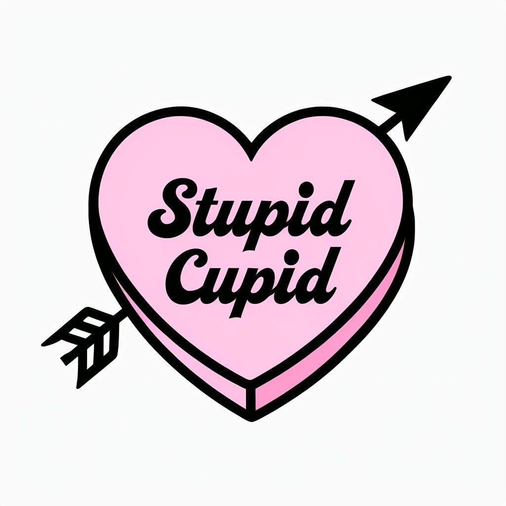 Stupid Cupid Heart Graphic with Arrow Retro Sticker