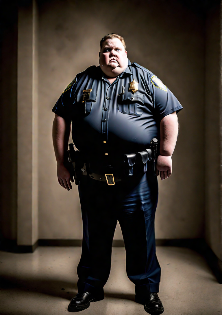 Extremely morbidly obese and Giant police officer standing ... by tony ...