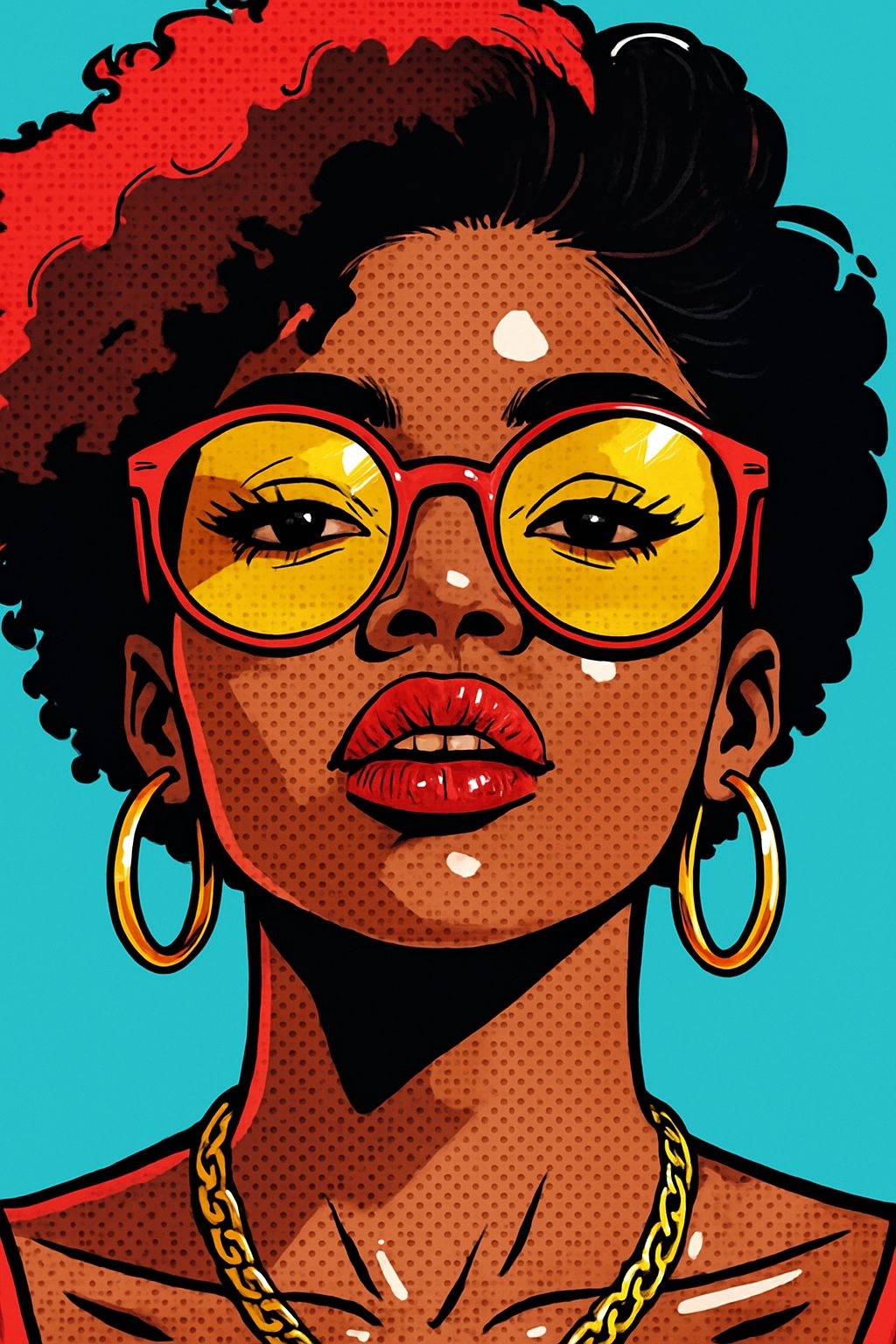 Empowered Woman with Glasses and Afro Hair Comic T-Shirt