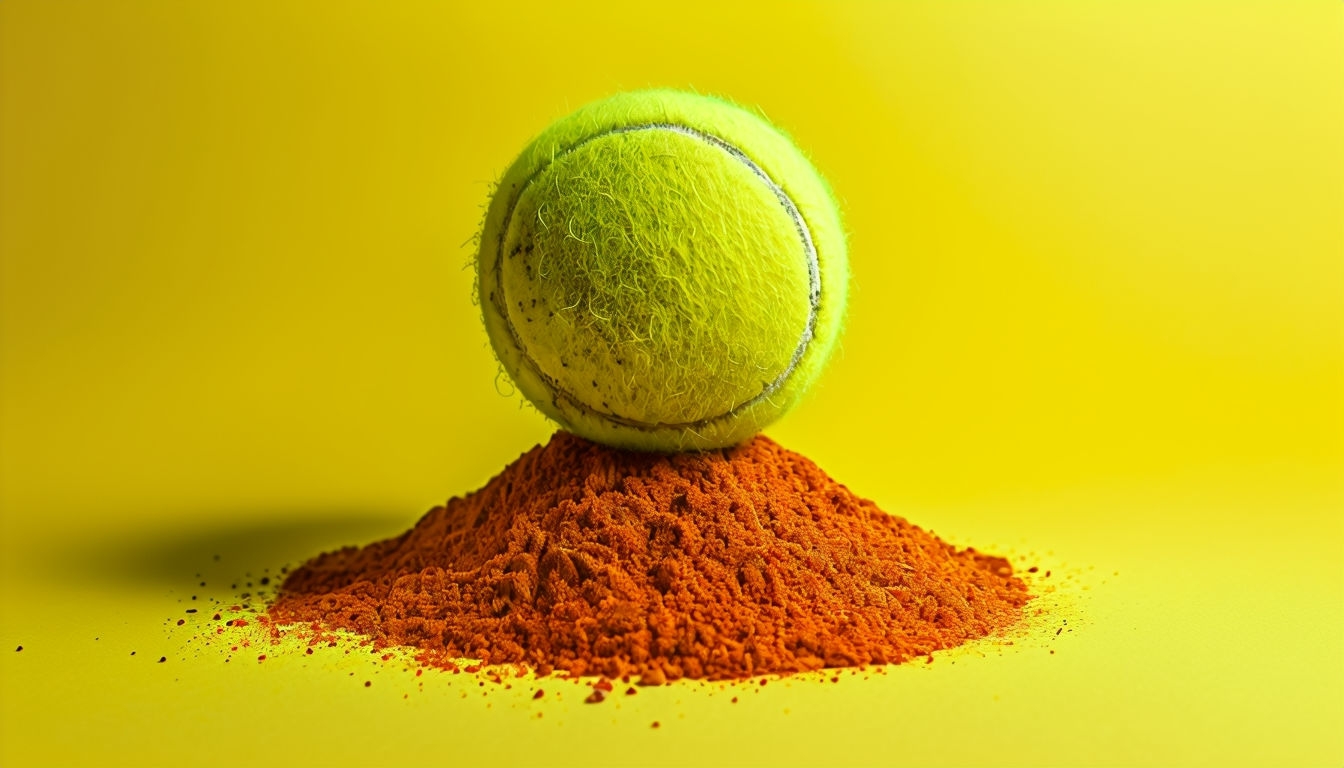 Bright Lime Yellow Tennis Ball on Chili Powder Background Image Virtual Backgrounds