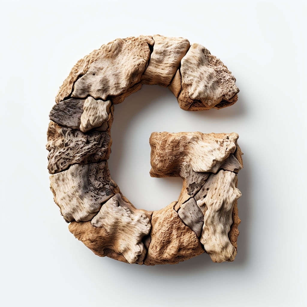 Rustic Uppercase G Monogram Crafted from Coffee Wood Pieces Monogram