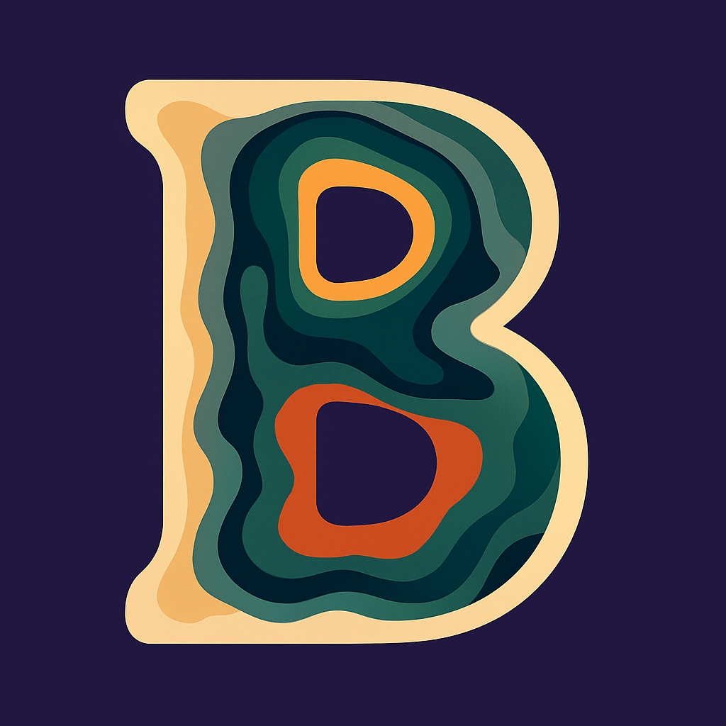 Stylized Letter B Abstract Design Against Dark Purple Background Monogram