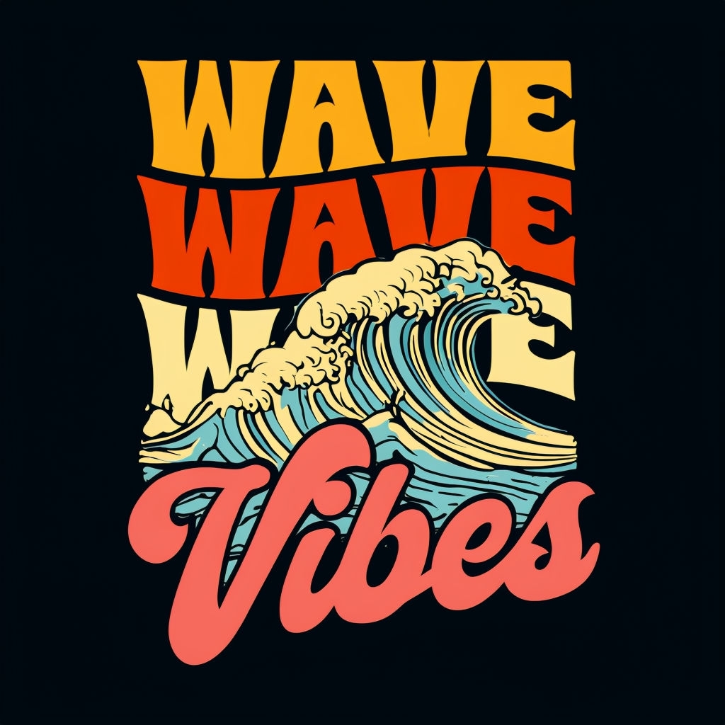 Retro Wave Vibes Graphic Design T-Shirt
