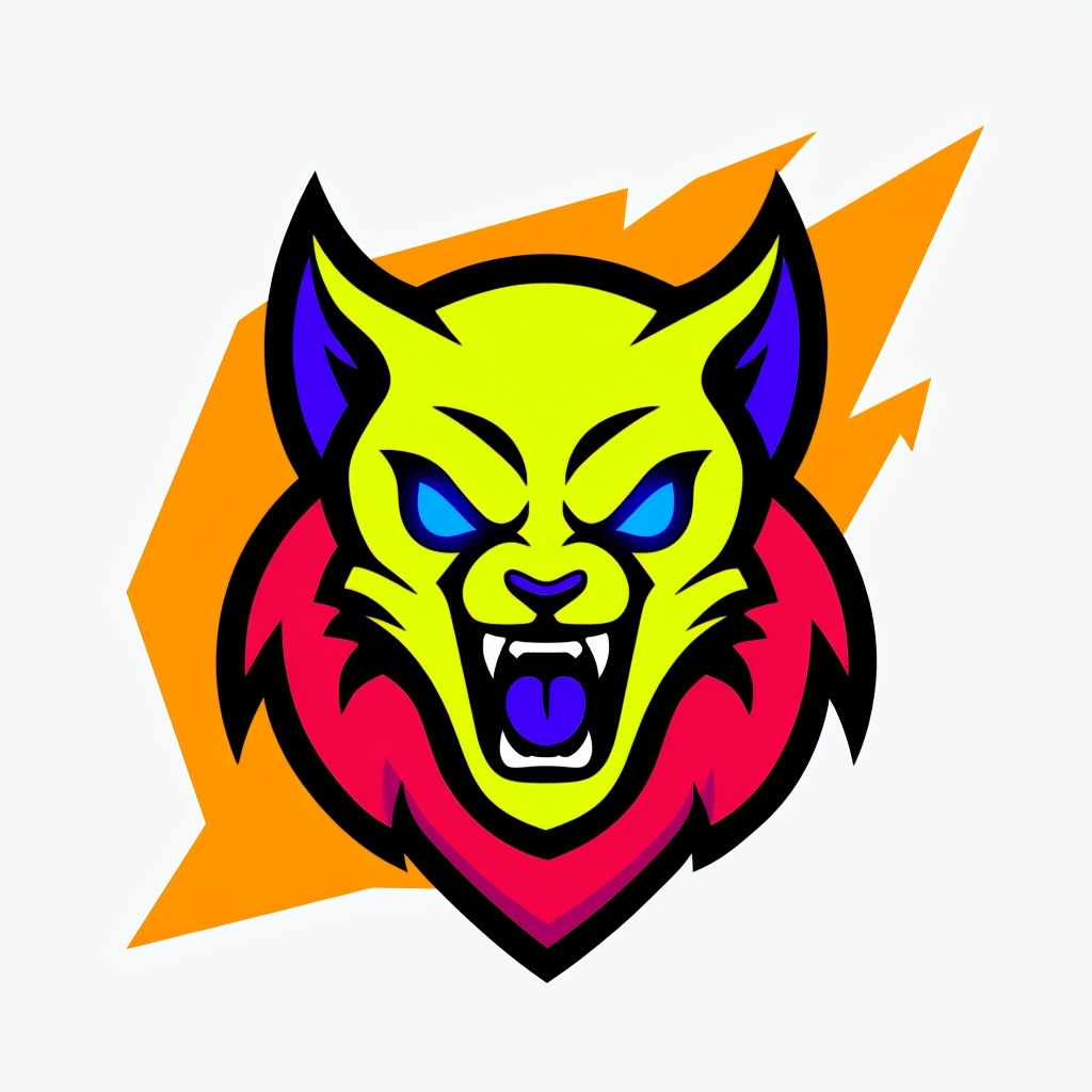 Energetic Neon Yellow Mascot Head Illustration Sticker
