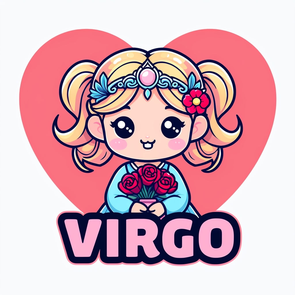 Cute Virgo Zodiac Character with Roses and Heart Mug