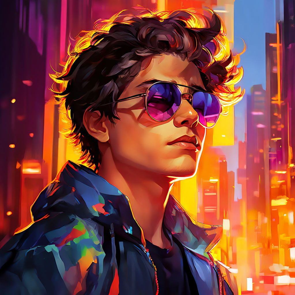 Anime boy donning sunglasses by Rejaul Barbhuiya - Playground