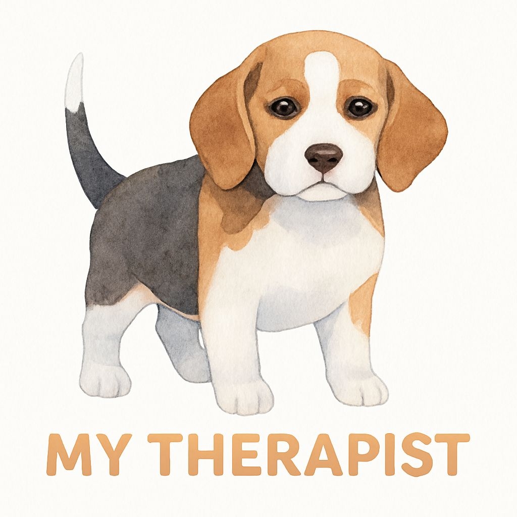 Watercolor Beagle Puppy with 'My Therapist' Text Sticker