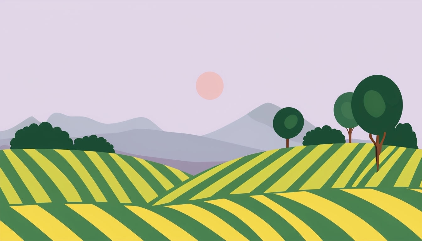 Serene Flat Landscape with Lavender Sky Virtual Background