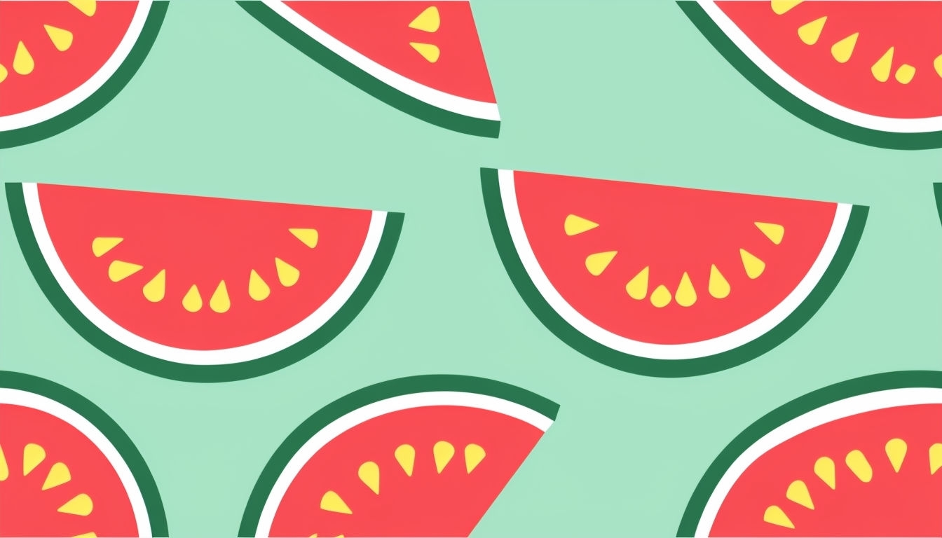 Playful Watermelon Slices Pattern on Mint Green Background Virtual Backgrounds