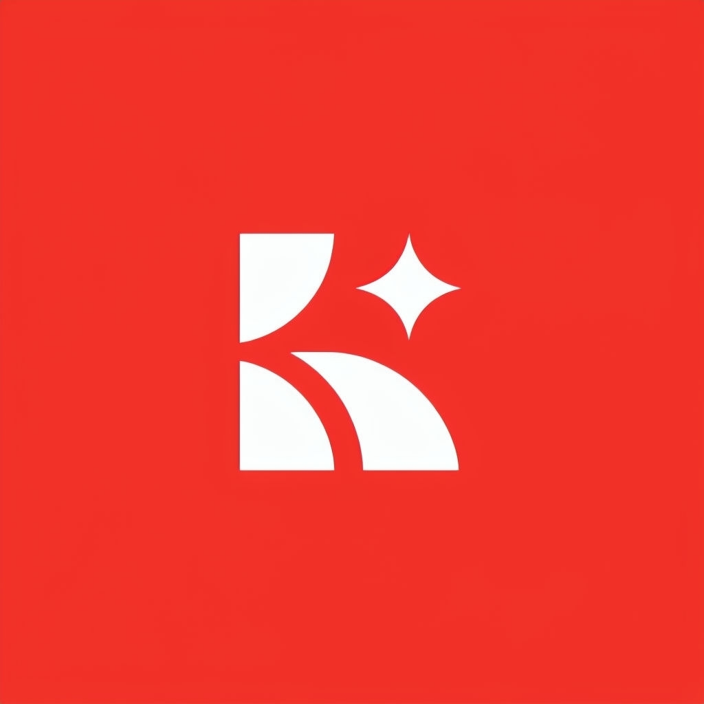 Minimalist Red and White 'K' Symbol Logo Design