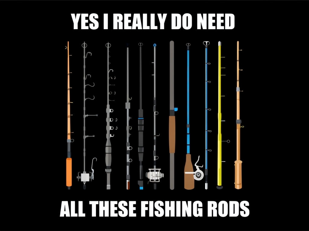 Humorous Fishing Rods Collection with Funny Text T-Shirt