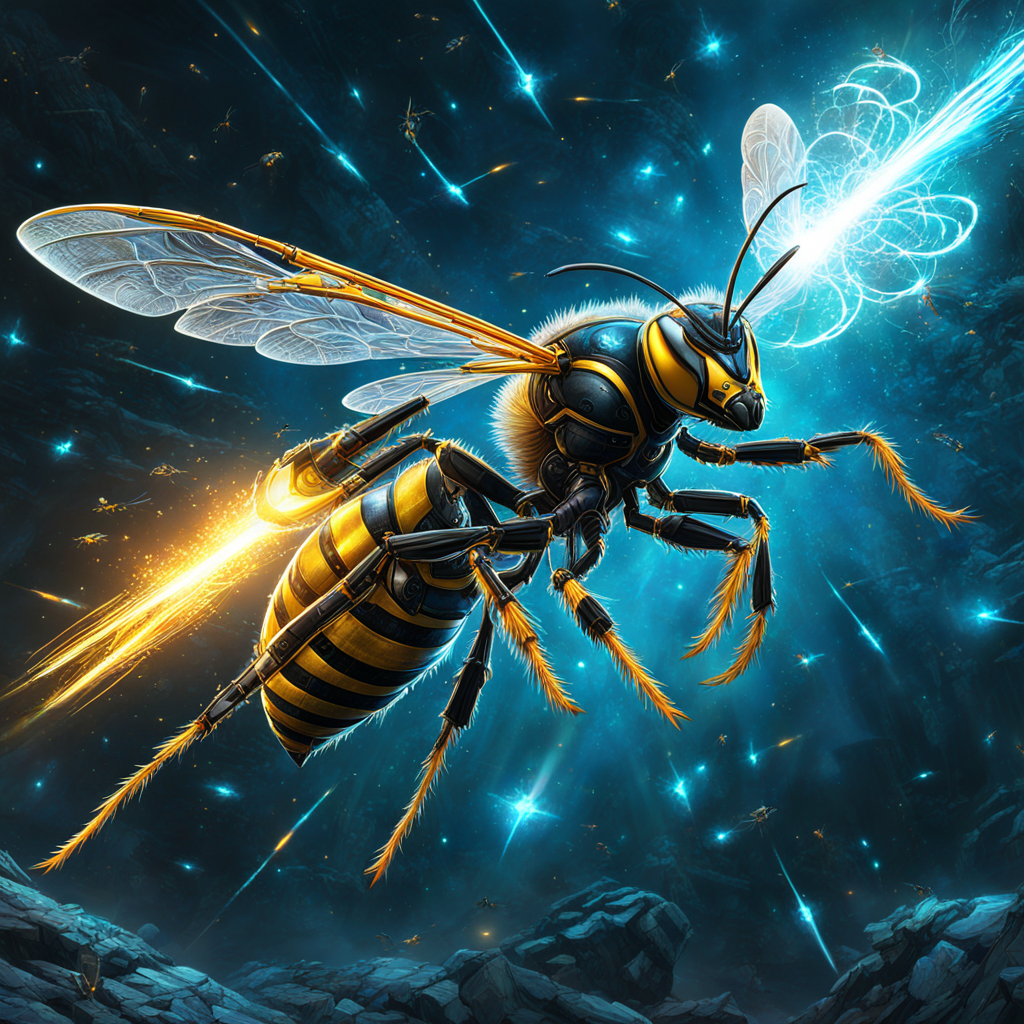 Cybernetic wasp mid-dive attack by Ryan Deeds - Playground