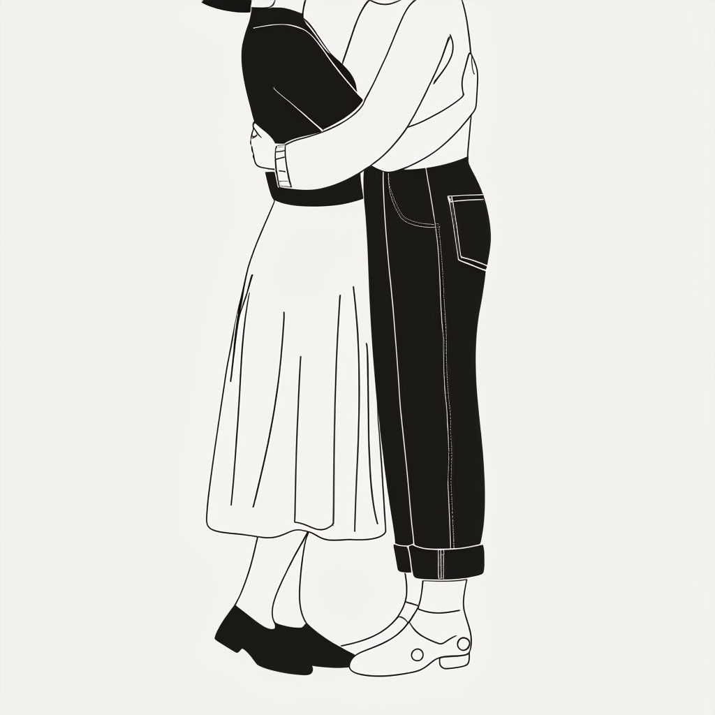 Elegant Minimalist Embrace Line Drawing Poster