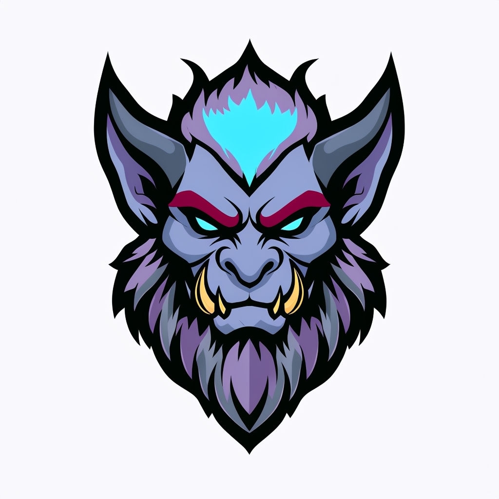 Fierce Fantasy Creature Head Logo Illustration Sticker