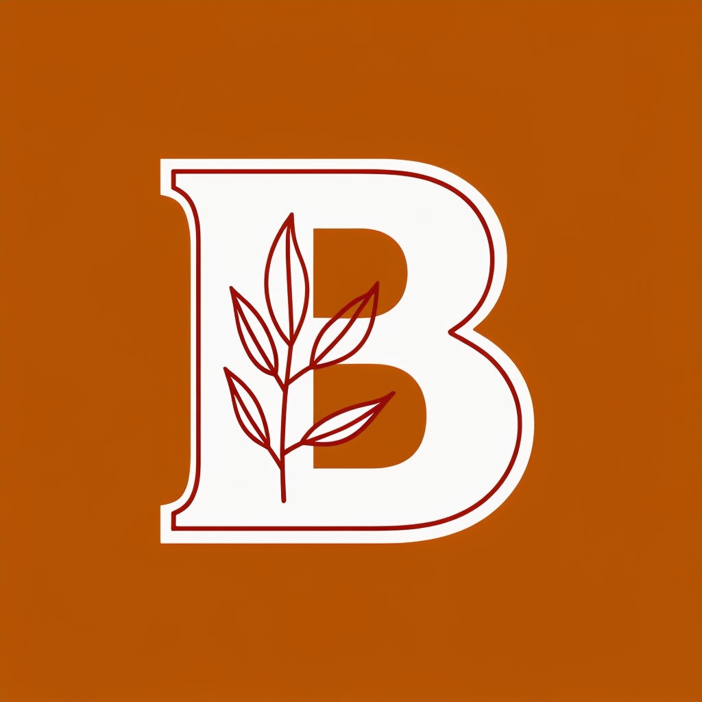 Stylish Minimalist Letter B with Branch Design Sticker