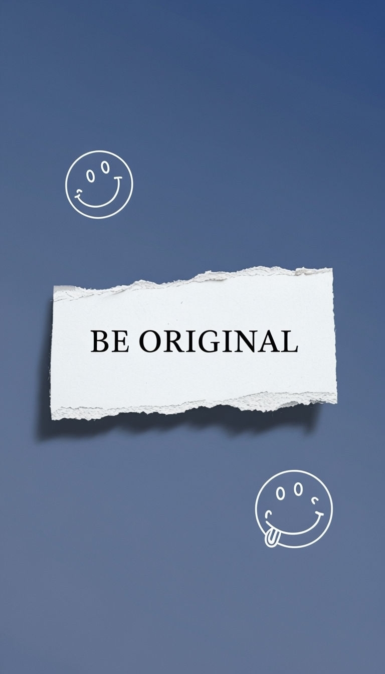 Be Original Minimalist Typography with Smiley Icons Mobile Wallpaper