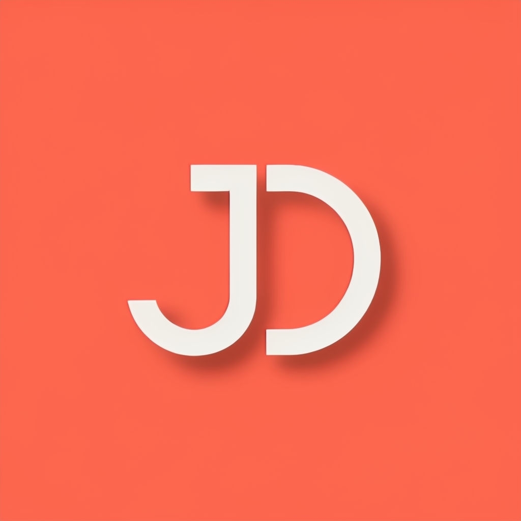 Bold Coral Minimalist JD Monogram Design Art