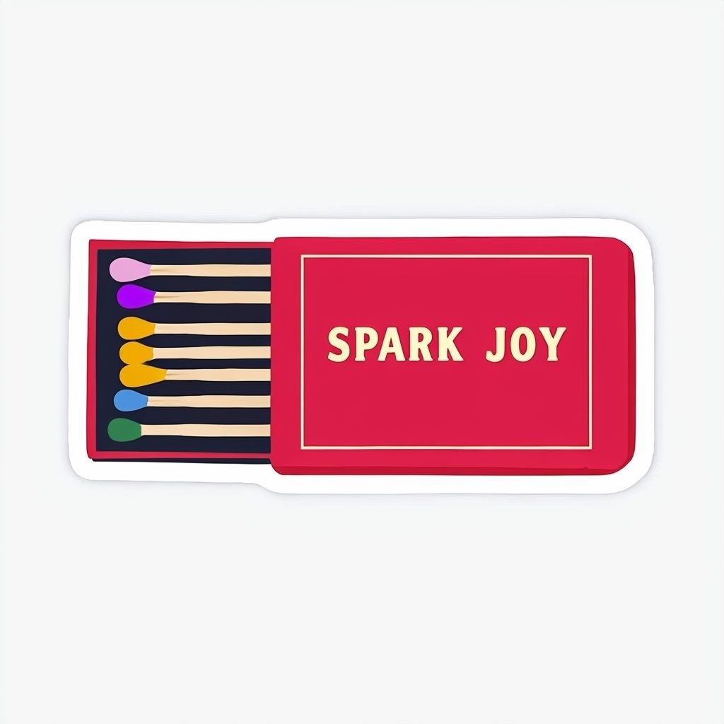 Stylish Crimson Matchbox with Colorful Matches Sticker