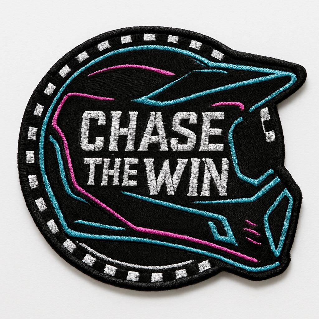 Motocross Helmet Embroidered Patch with Chase The Win Design Hats