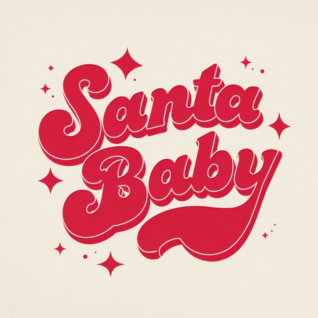 Playful Retro 'Santa Baby' Holiday Graphic Design Poster