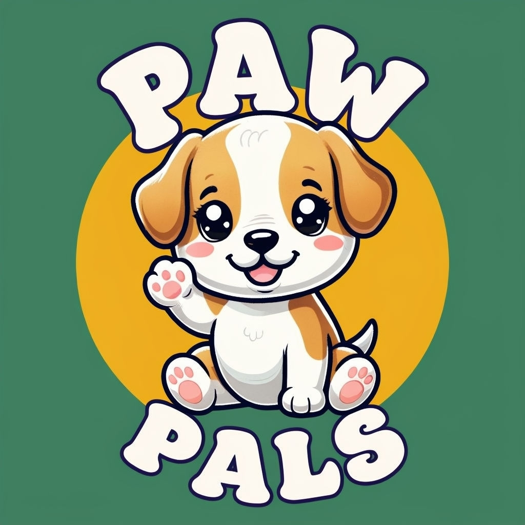 Adorable Puppy High-Five Cartoon with Paw Pals Text T-Shirt