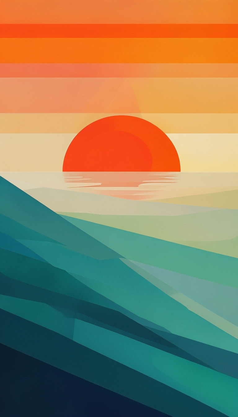 Modern Abstract Sunset Geometric Design for Mobile Wallpaper