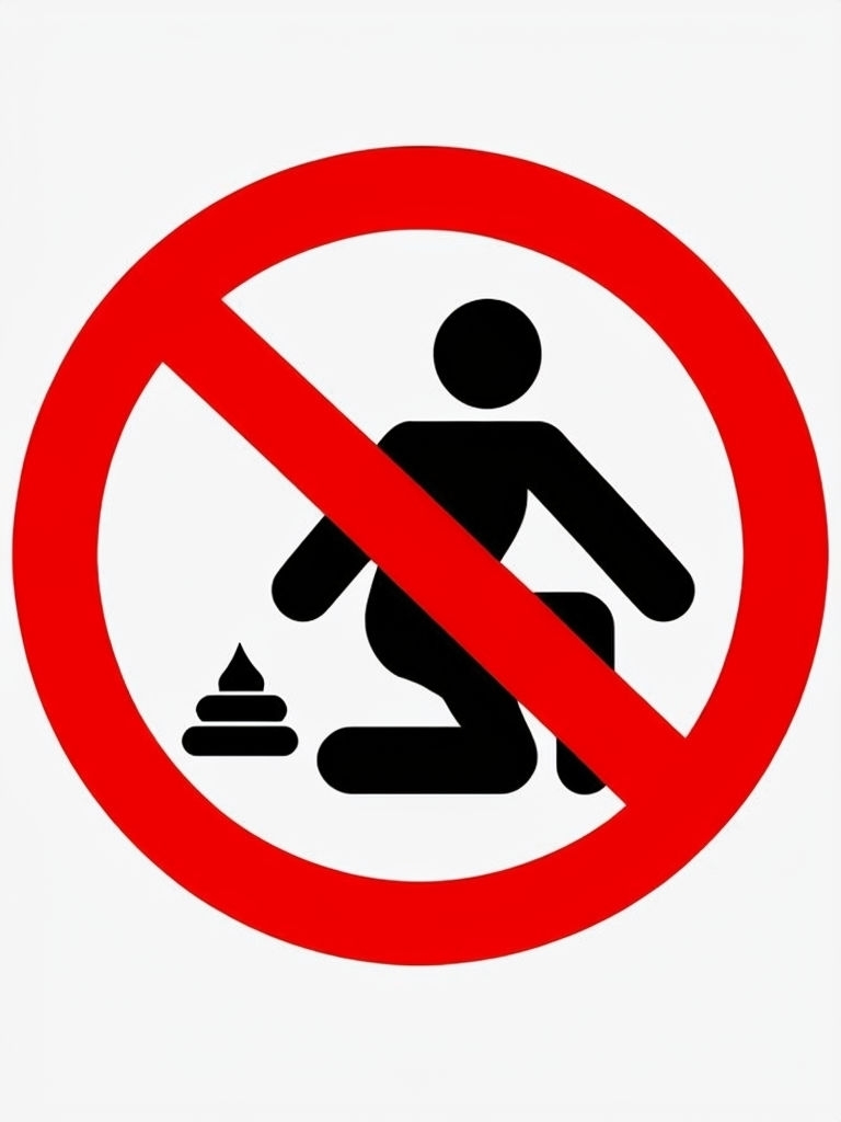 No Pooping Prohibition Symbol Icon with Bold Red Ban Poster