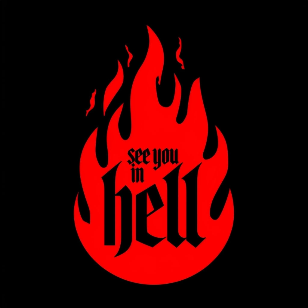 See You in Hell Bold Red Flame Gothic Sticker