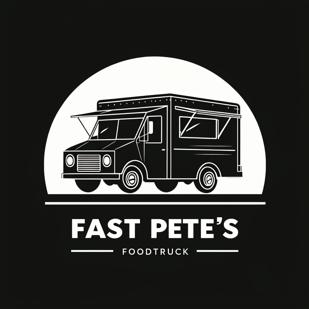 Sleek Black Food Truck Illustration for Fast Pete's Logo