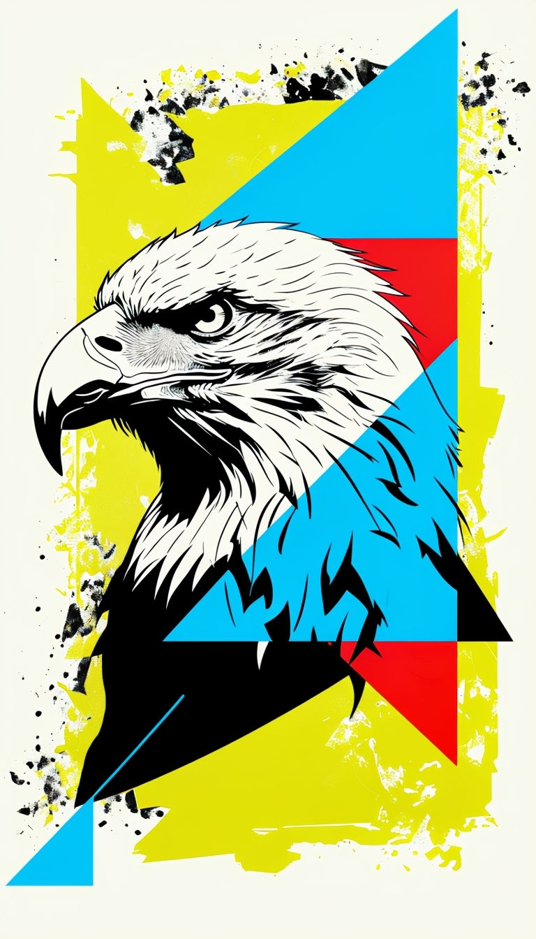 Fierce Geometric Eagle Head Illustration on Textured Background Mobile Wallpaper