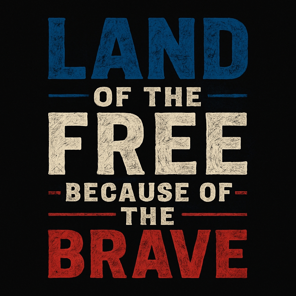 Vintage Patriotic 'Land of the Free' Typography T-Shirt
