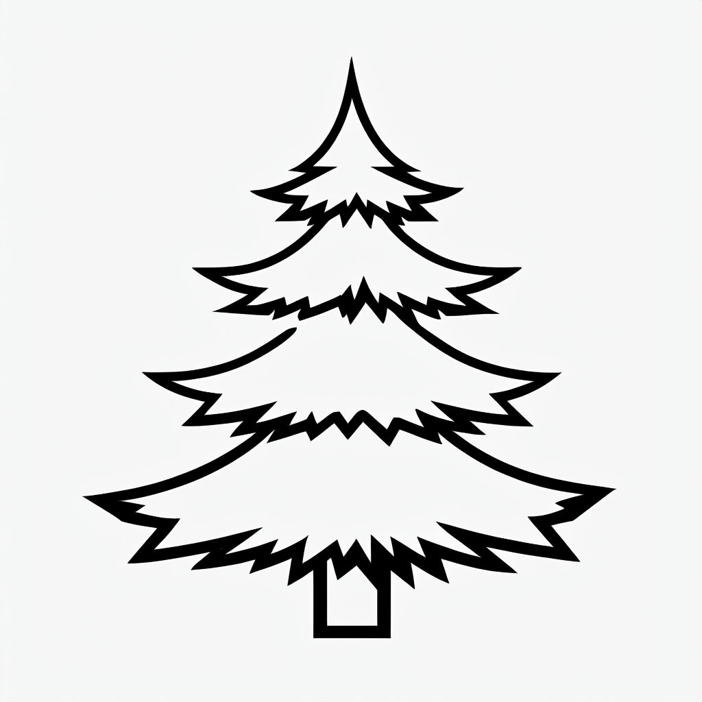 Minimalist Black Line Christmas Tree Illustration Art