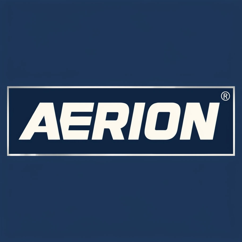 Minimalist Ivory AERION Logo on Deep Navy Blue Background