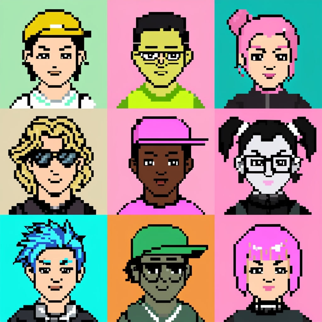 Nostalgic Pixel Art Character Portraits Seamless Pattern